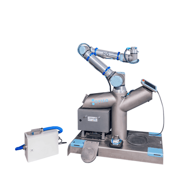 Oviso Robotics OVI Depalletizer kit with a UR10e robot and compute box
